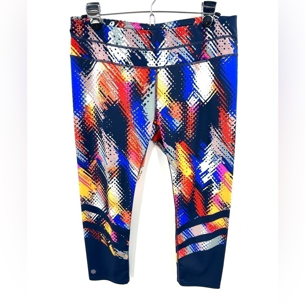 Athleta Lava Sonar Leggings Womens Large Colorful Stretch Yoga Pilates Running